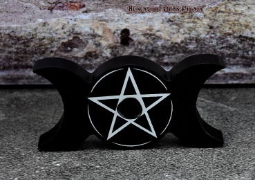 Triple Moon mit Pentagramm Mini-Ritualstabkerzenhalter